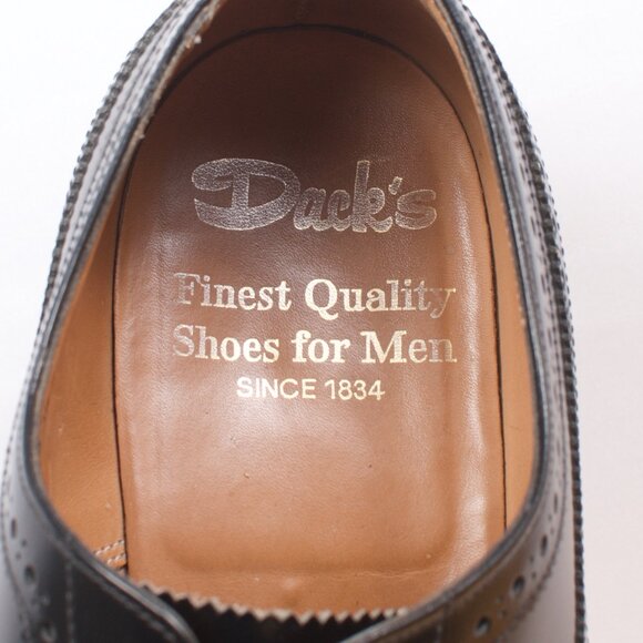 VTG Dack's Round-toe Dufferin Men's Brogue Shoe 7.5G Black 🇬🇧 Calfskin EUC - Picture 5 of 8